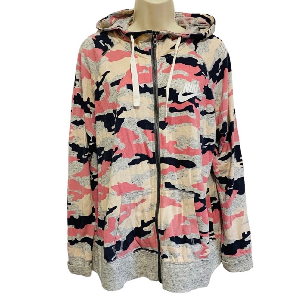 NIKE Pink Camo Zip up Jacket Sweatshirt